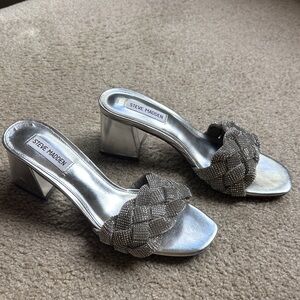 Steve Madden Metallic Silver Mules